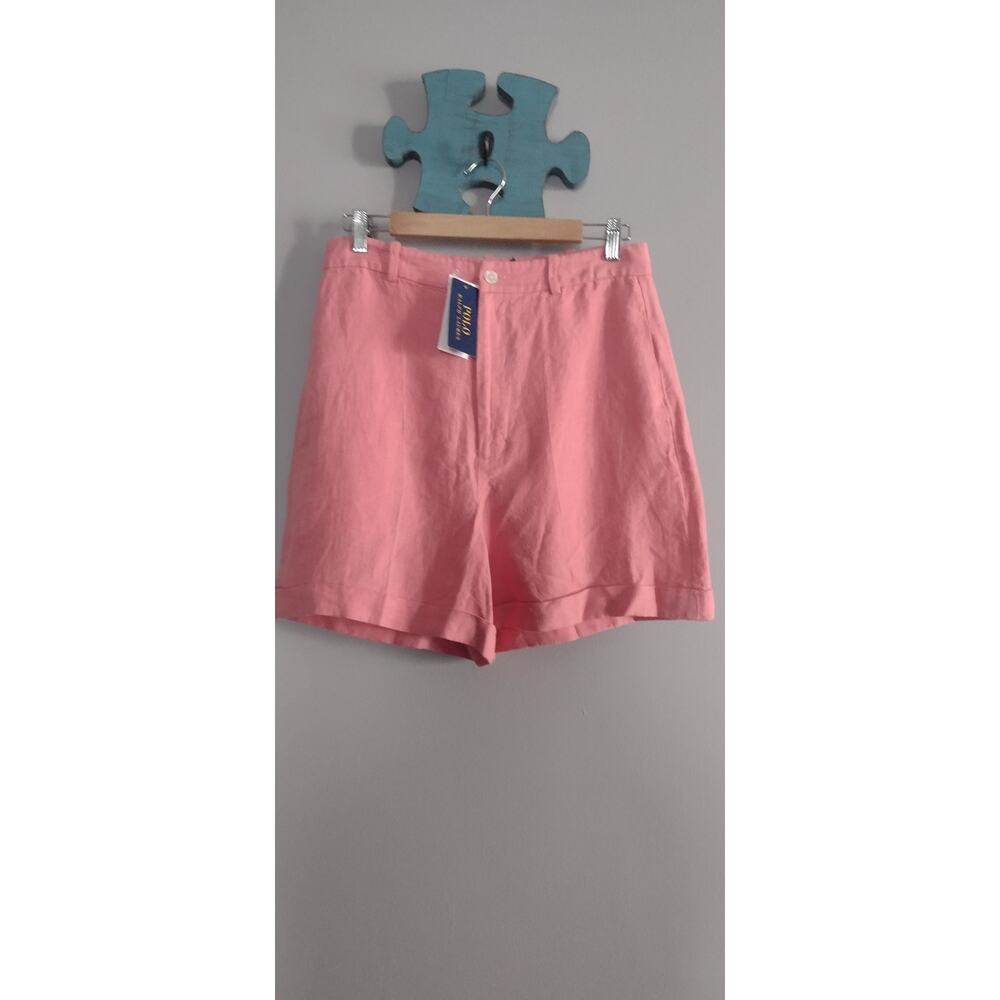 POLO RALPH LAUREN Coral Pink 100% LINEN BERMUDA Shorts US 8 NWT Authentic